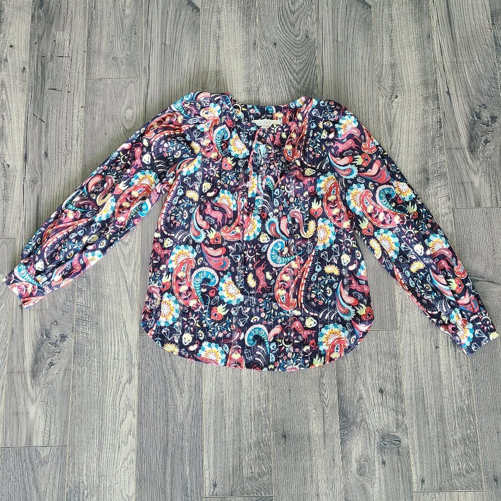 Loft PXXS Tie Neck Blouse